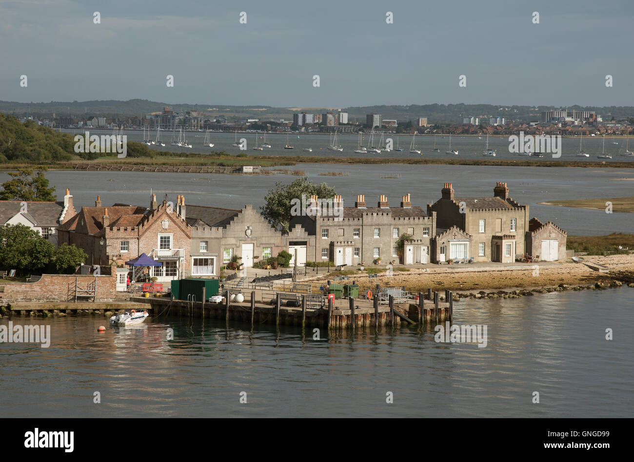 Housing on Brownsea Island in Poole Harbour Dorset England UK Stock