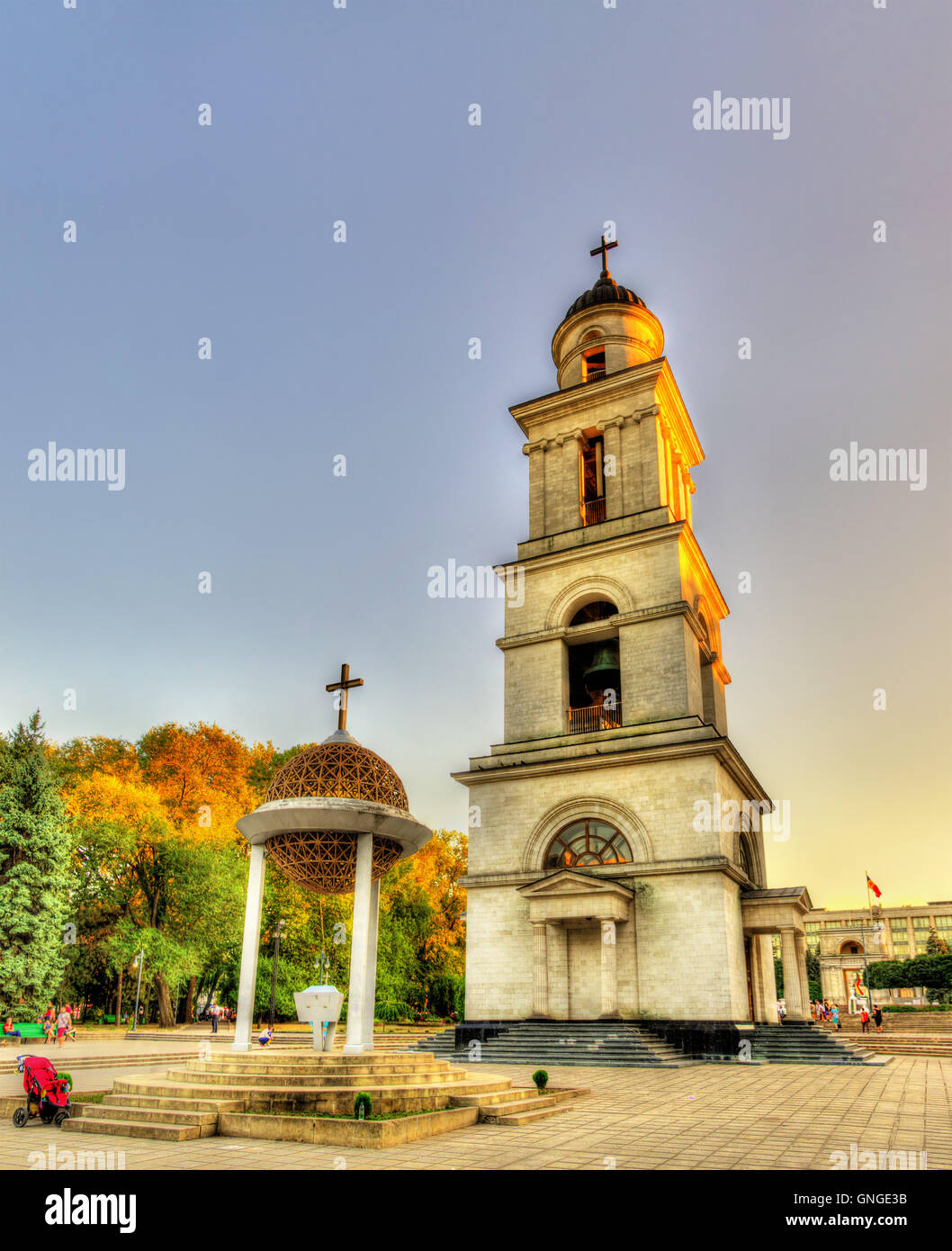 Bell tower of the Nativity Cathedral in Chisinau - Moldova Stock Photo