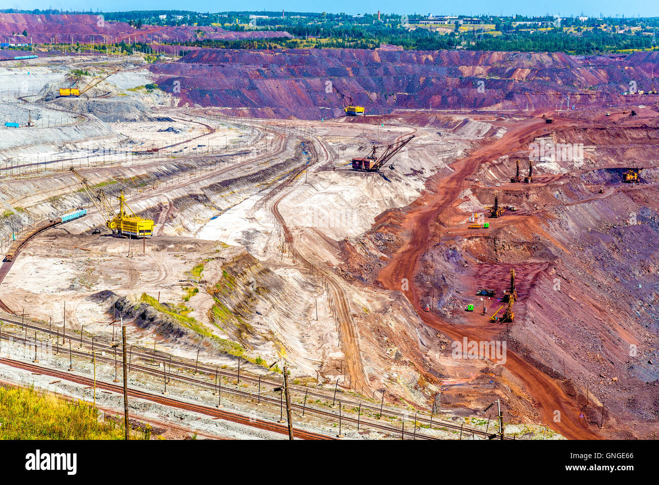 Iron ore mining in Mikhailovsky field within Kursk Magnetic Anomaly, Russia Stock Photo