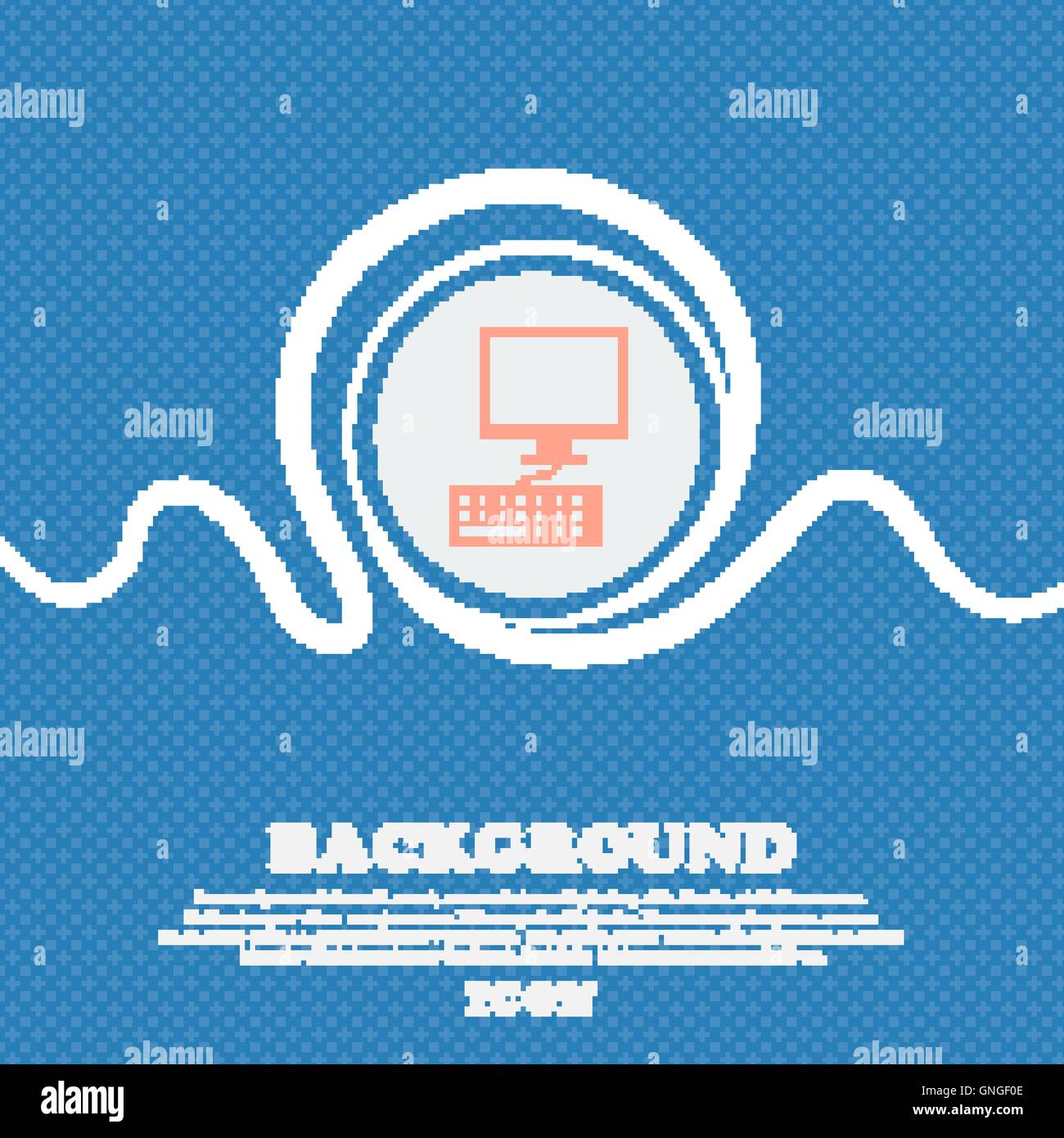 Computer monitor and keyboard Icon. Blue and white abstract background ...