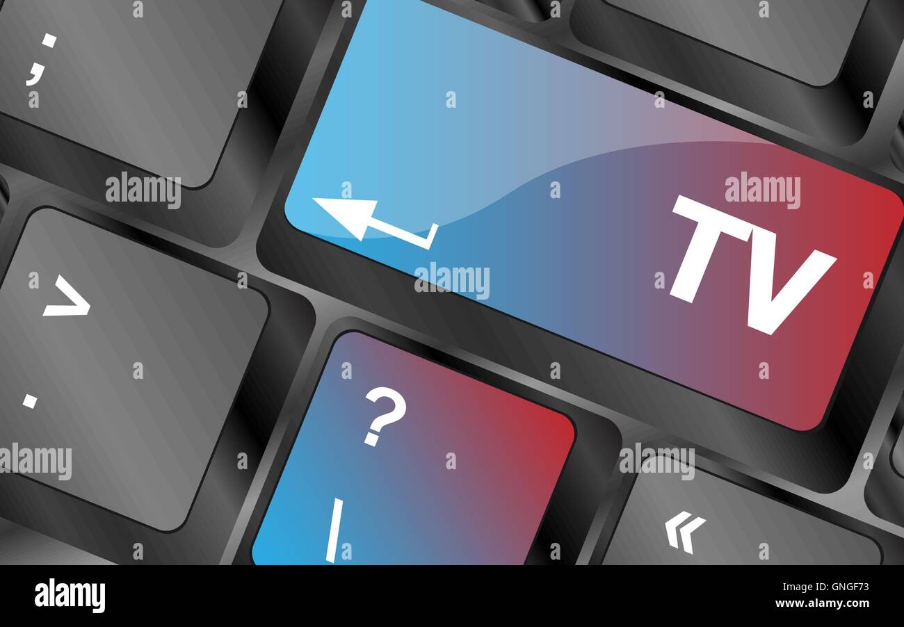 computer keyboard keys with tv button . keyboard keys. vector