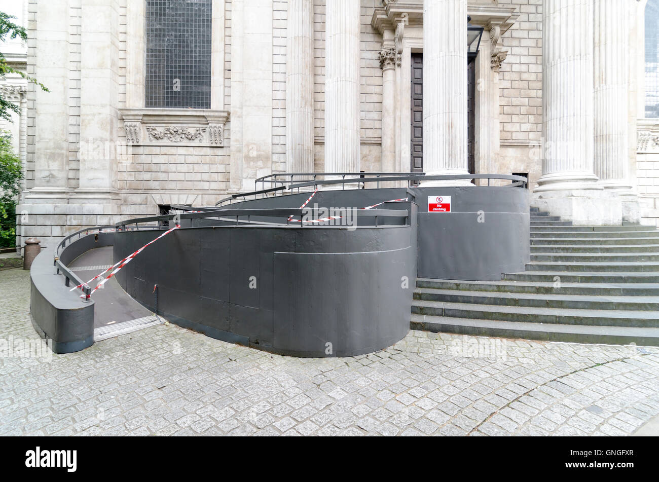 Temporary wheelchair access ramp outside St Paul's Cathedral, London