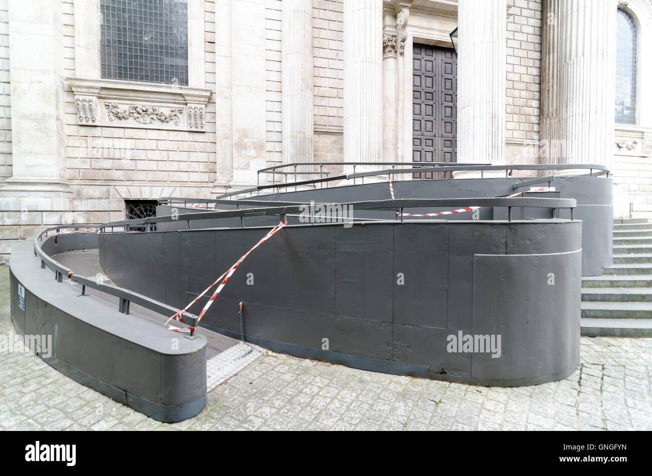 Temporary wheelchair access ramp outside St Paul's Cathedral, London