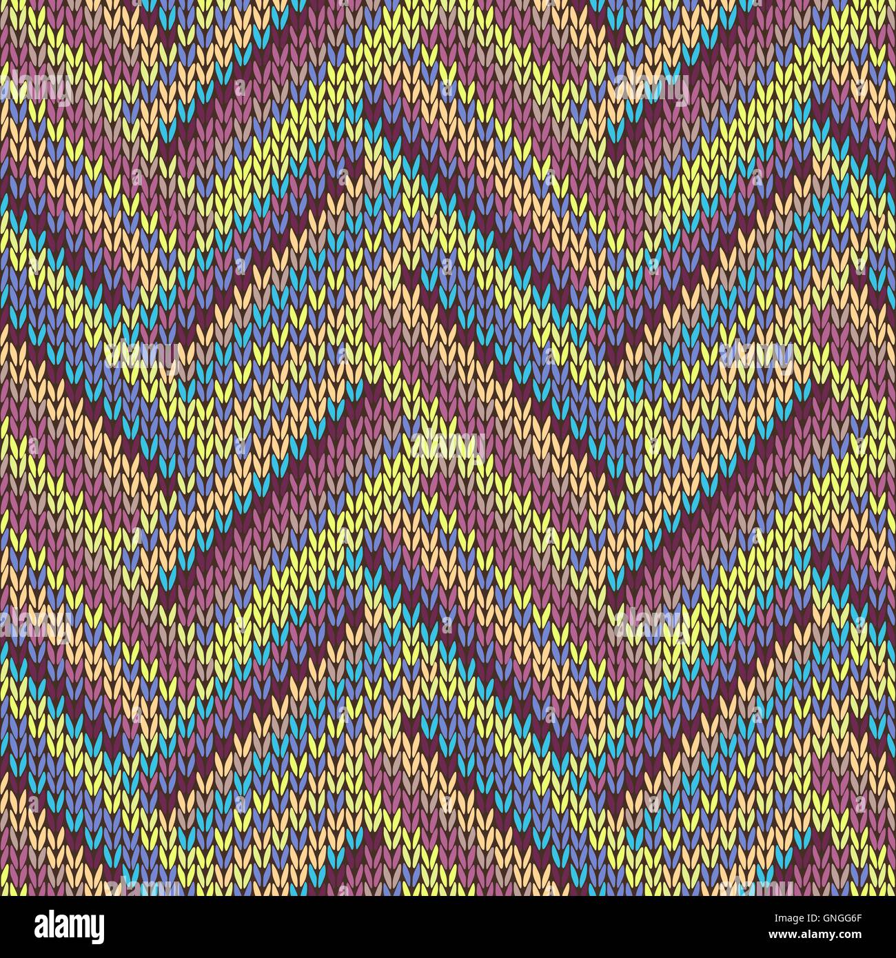 Seamless knitted pattern. Multicolored repeating tribal template. Stock Vector