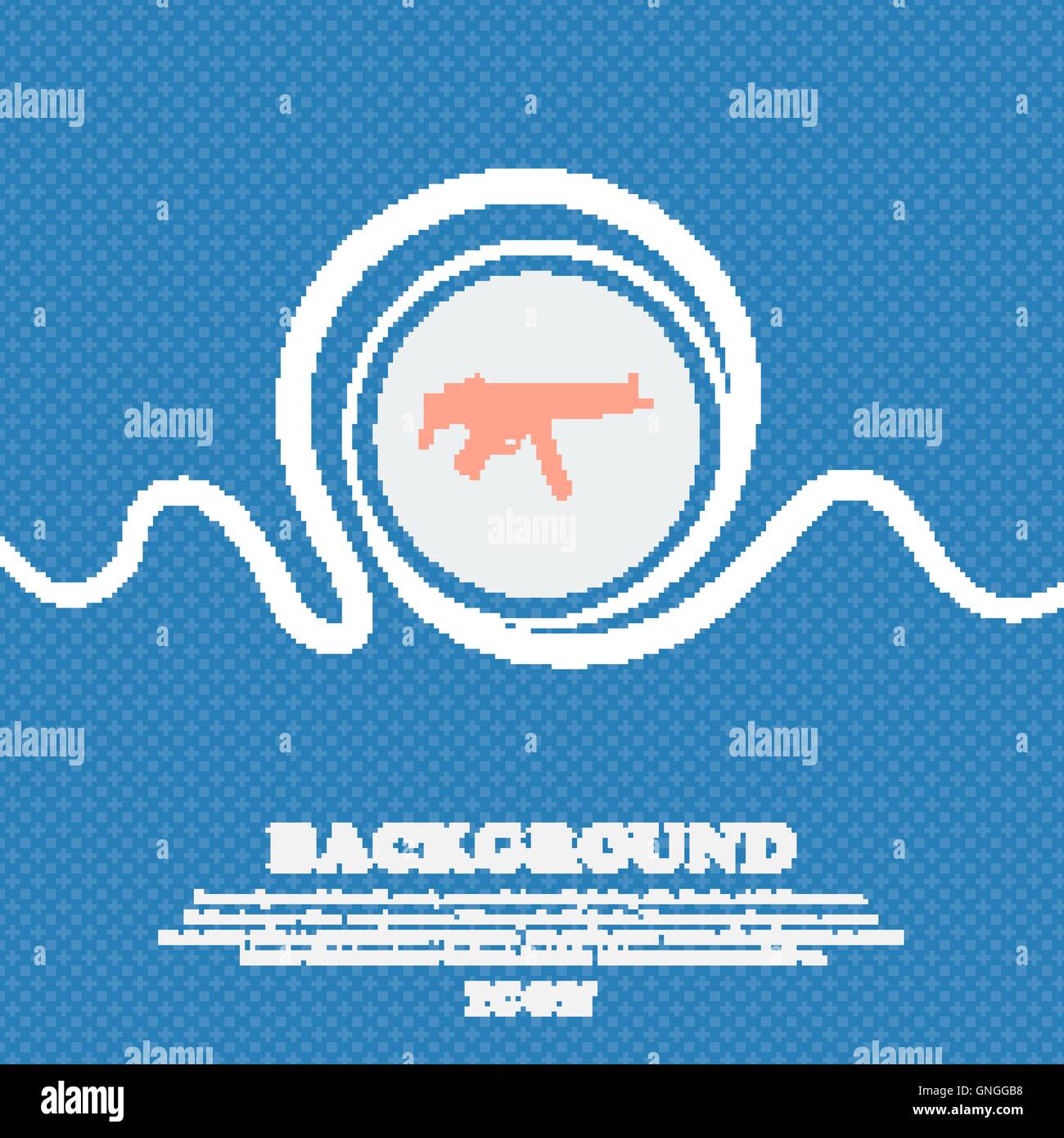 machine gun sign icon. Blue and white abstract background flecked with ...
