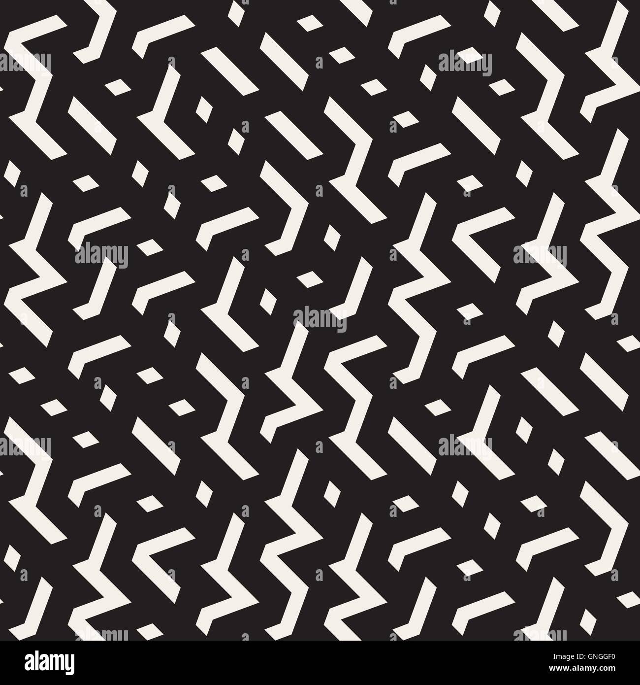 Vector Seamless Black And White Jumble ZigZag Lines Pattern Stock ...