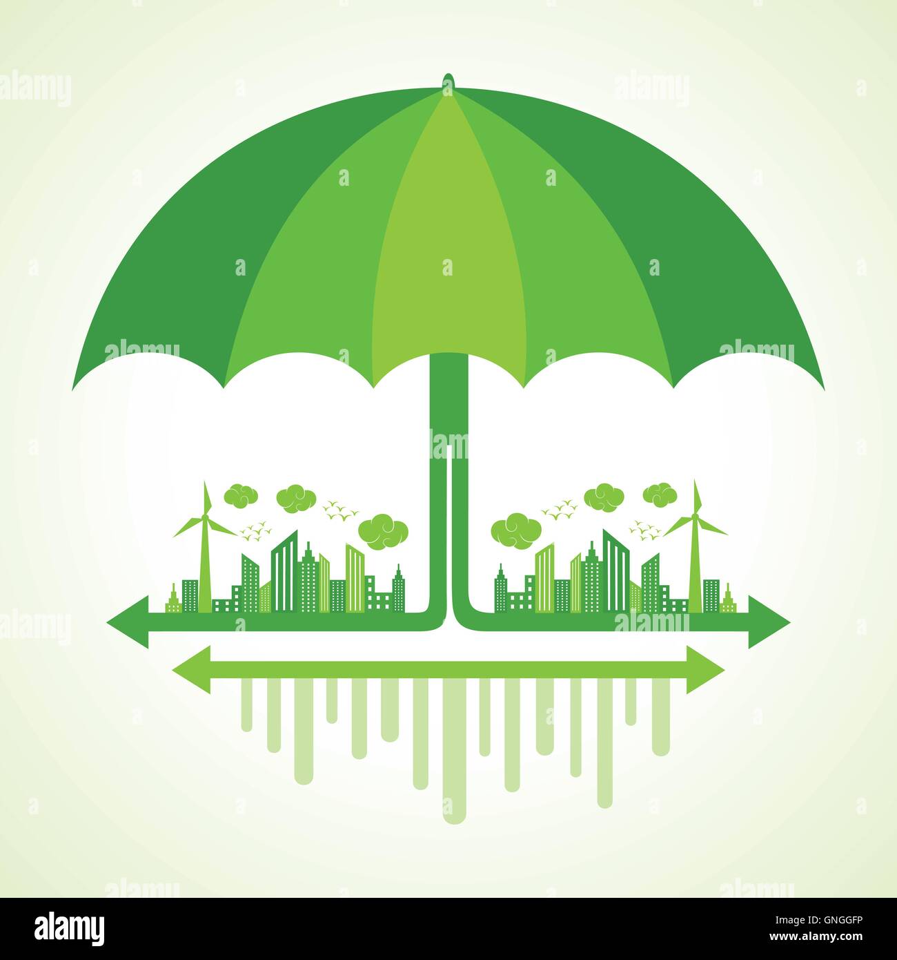 Eco city concept with umbrella stock vector Stock Vector Image & Art ...