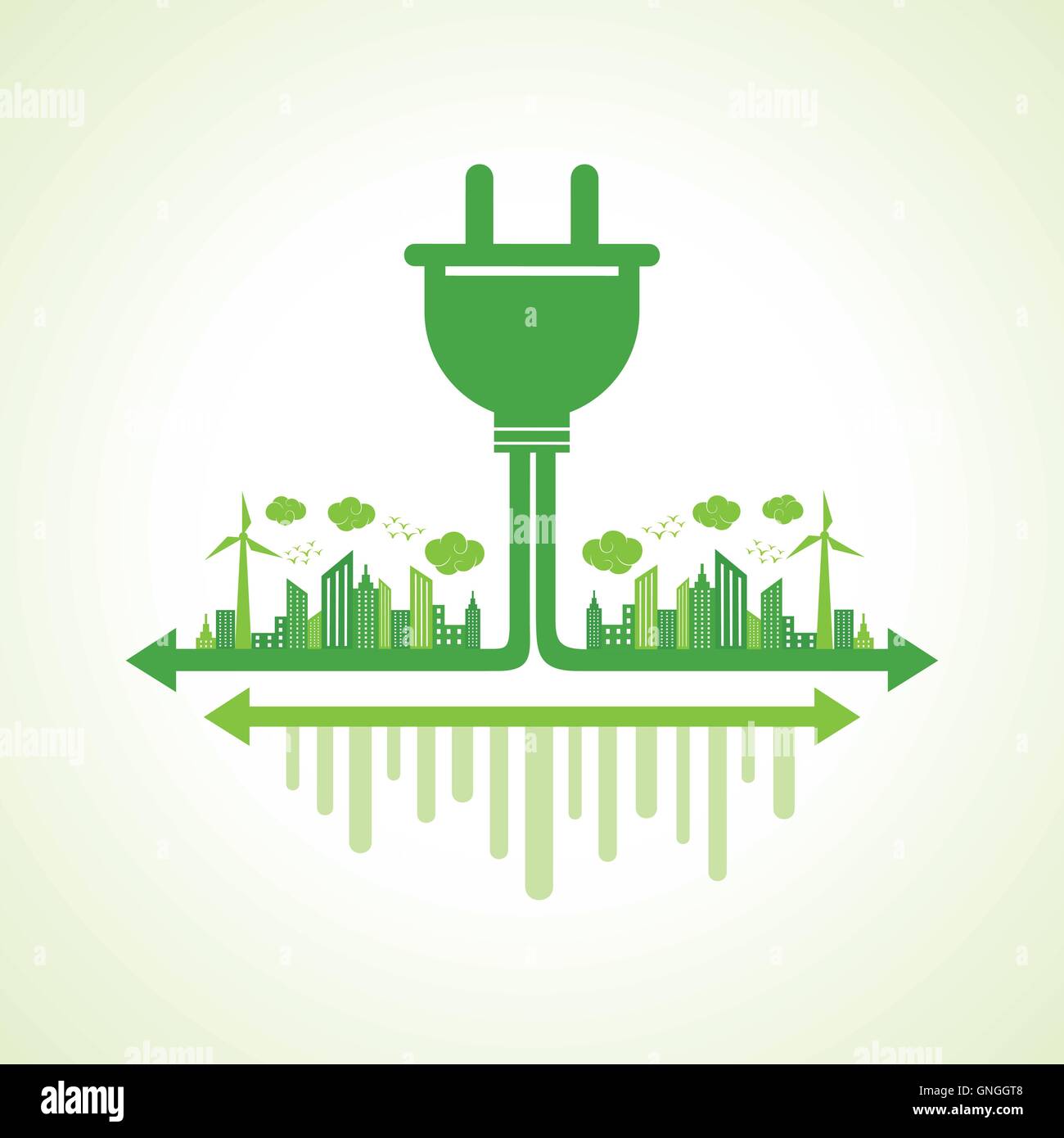Eco city concept with plug stock vector Stock Vector Image & Art - Alamy