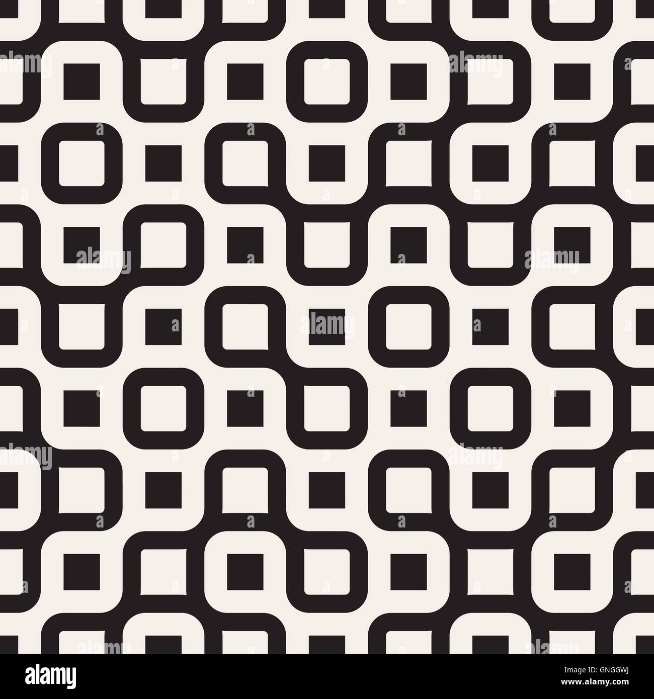 Vector Seamless Black And White Irregular Wavy Lines Geometric Pattern ...