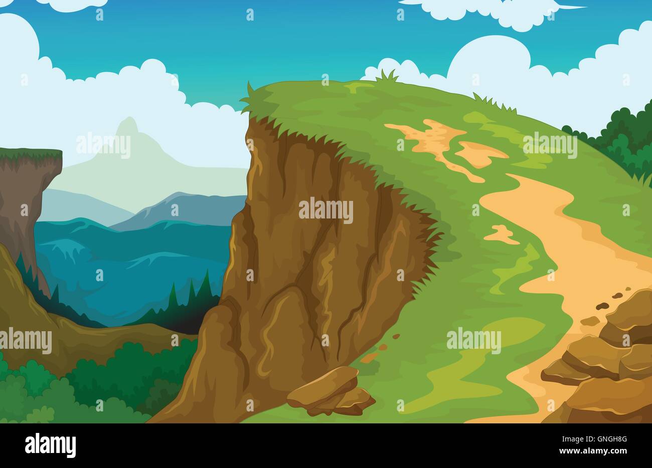 beauty mountain cliff landscape background Stock Vector