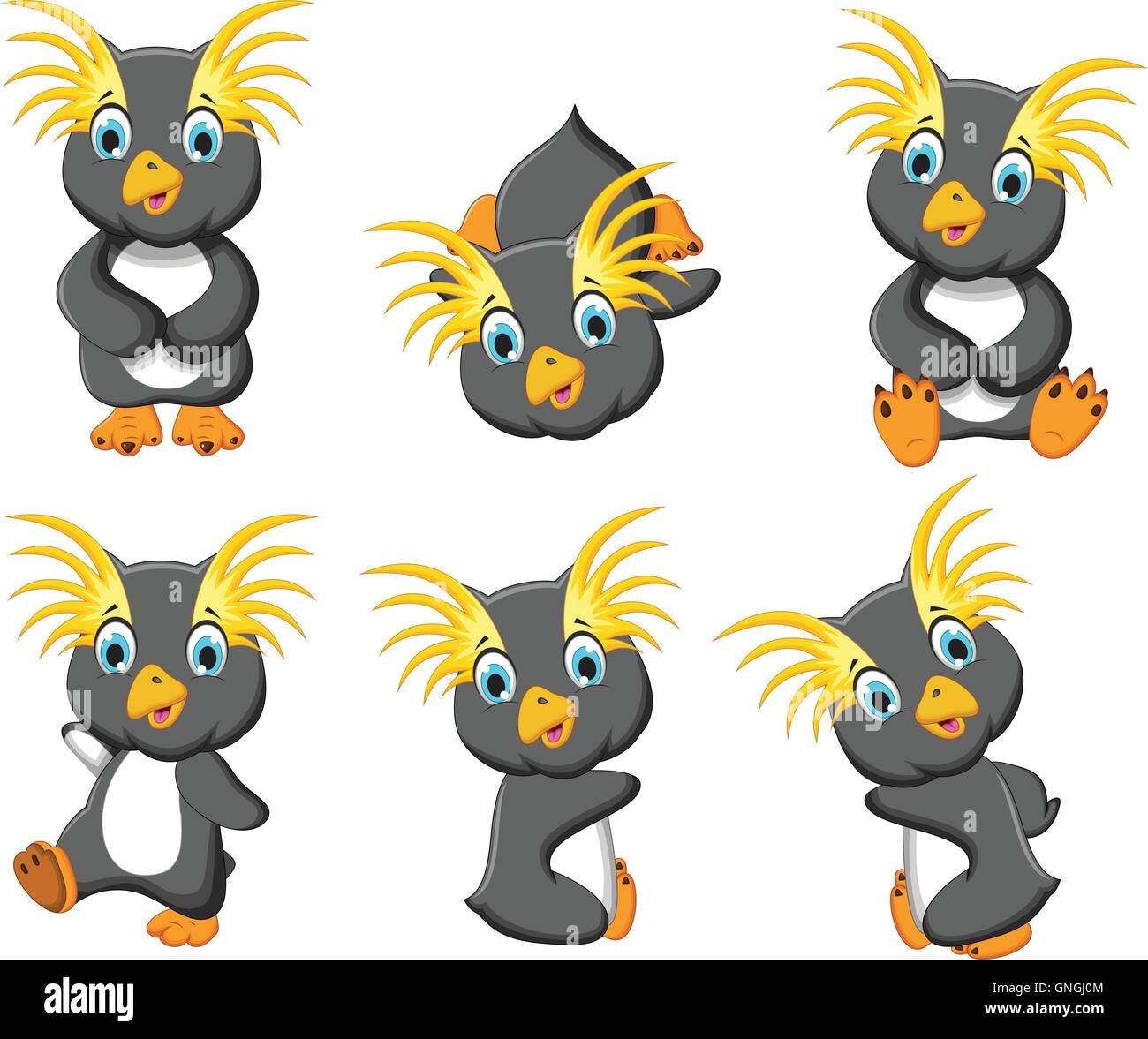 king penguins cartoon set character Stock Vector