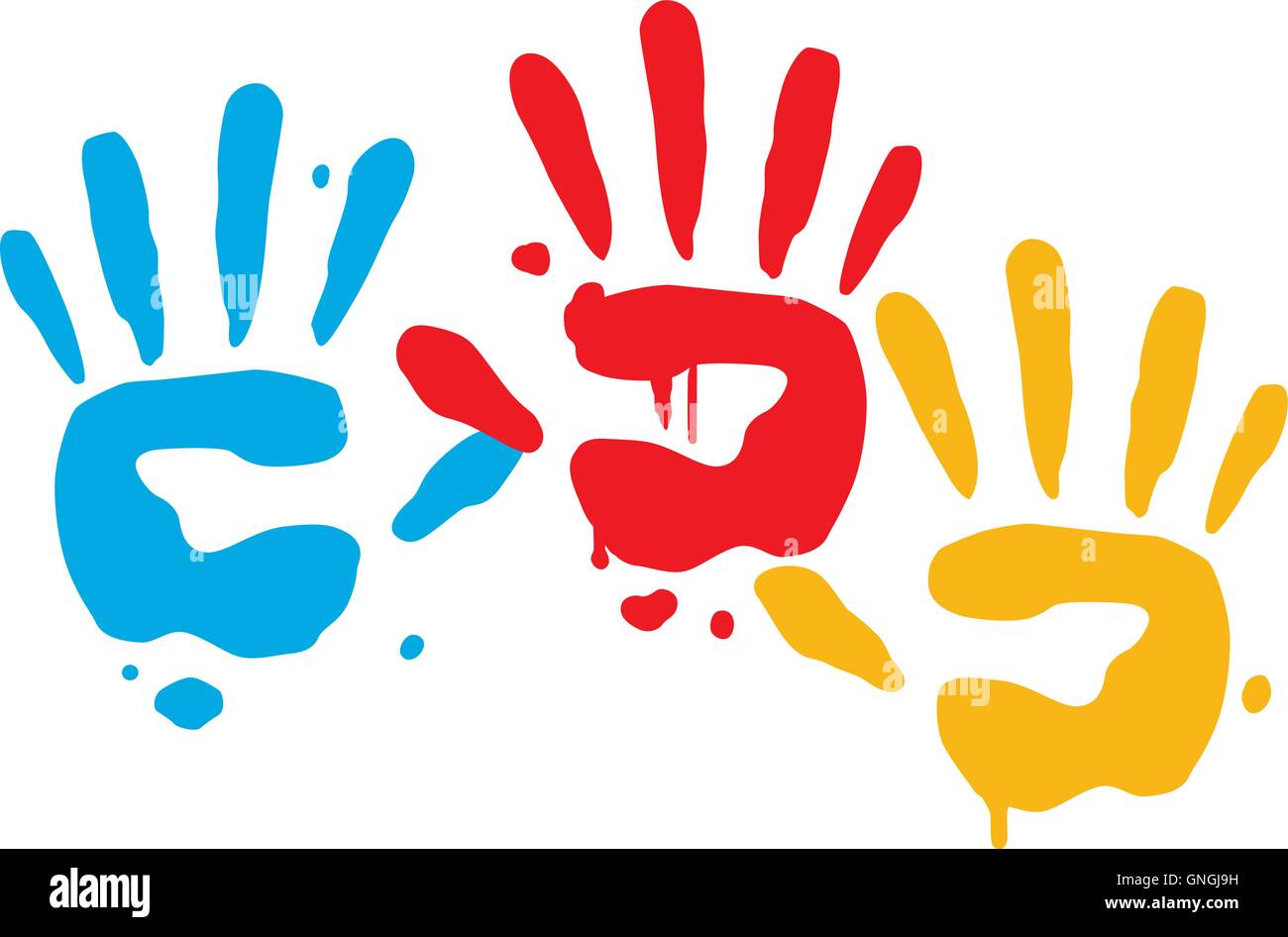 Kid Playful Hand Prints Vector Stock Vector