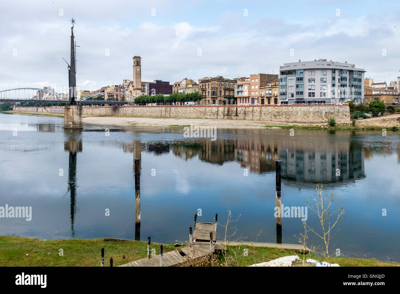 Ebro riverside in Tortosa old town. Tarragona, Catalonia, Spain Stock