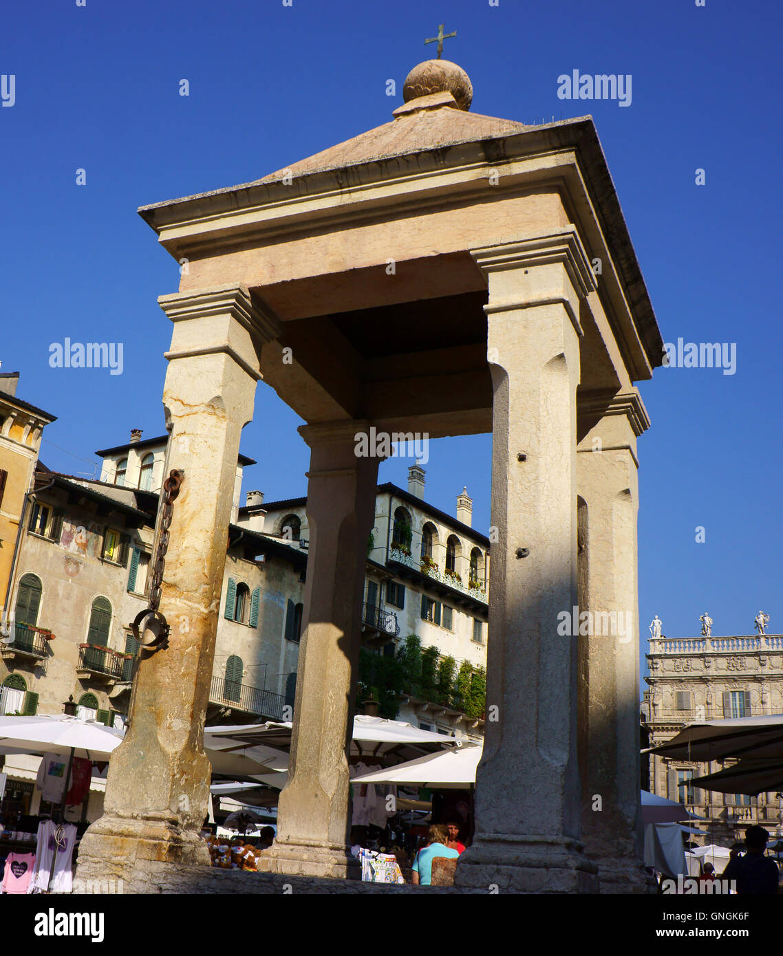 Pillory on Piazza Erbe, Verona, Italy Stock Photo