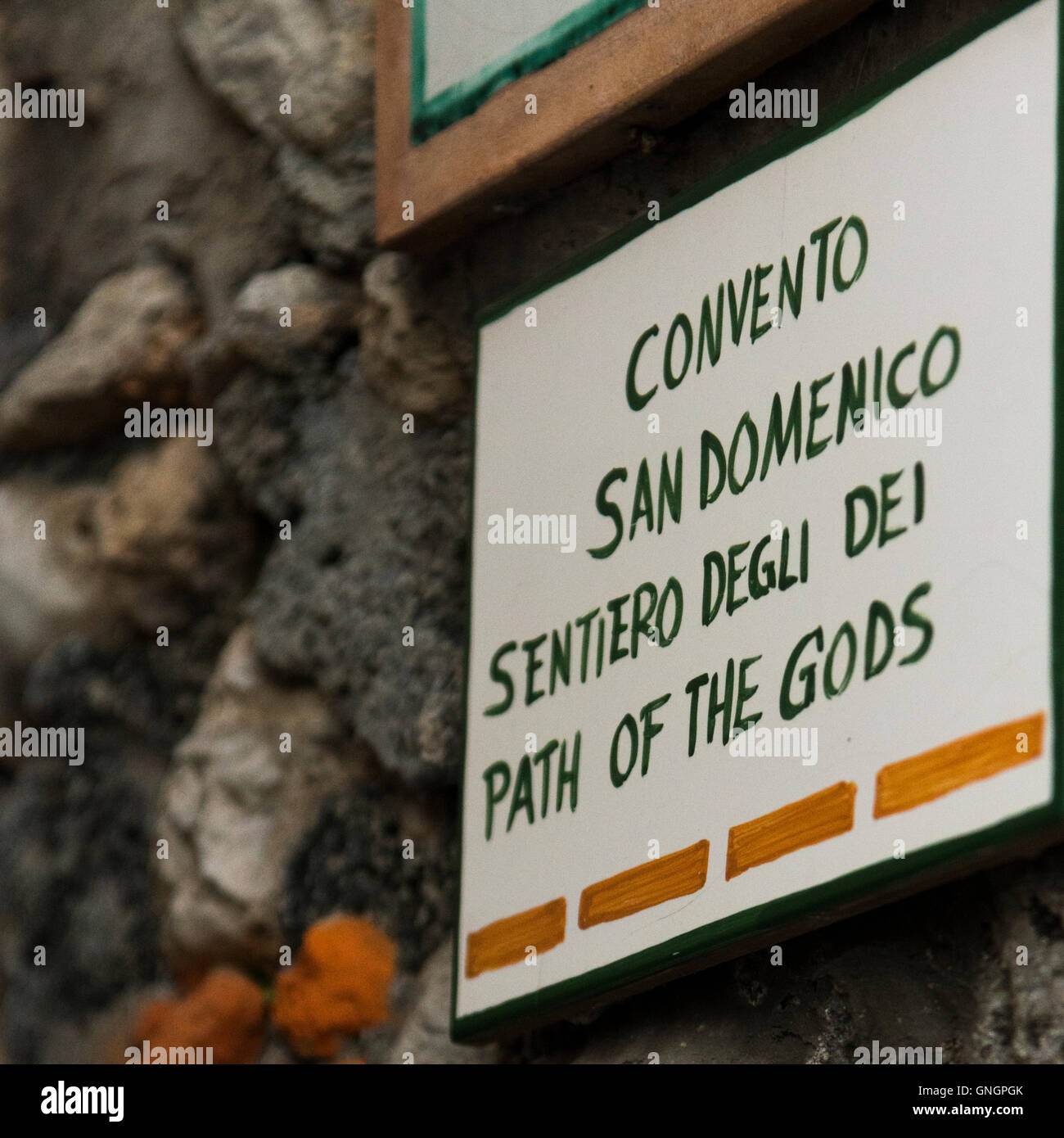 Information sign, Praiano, Amalfi Coast, Salerno, Campania, Italy Stock Photo