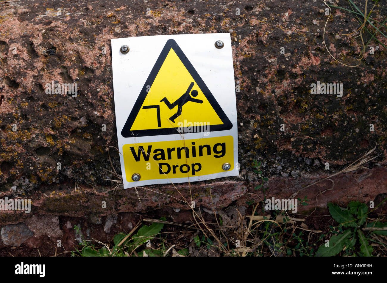 Warning drop, Hazard warning sign. Stock Photo