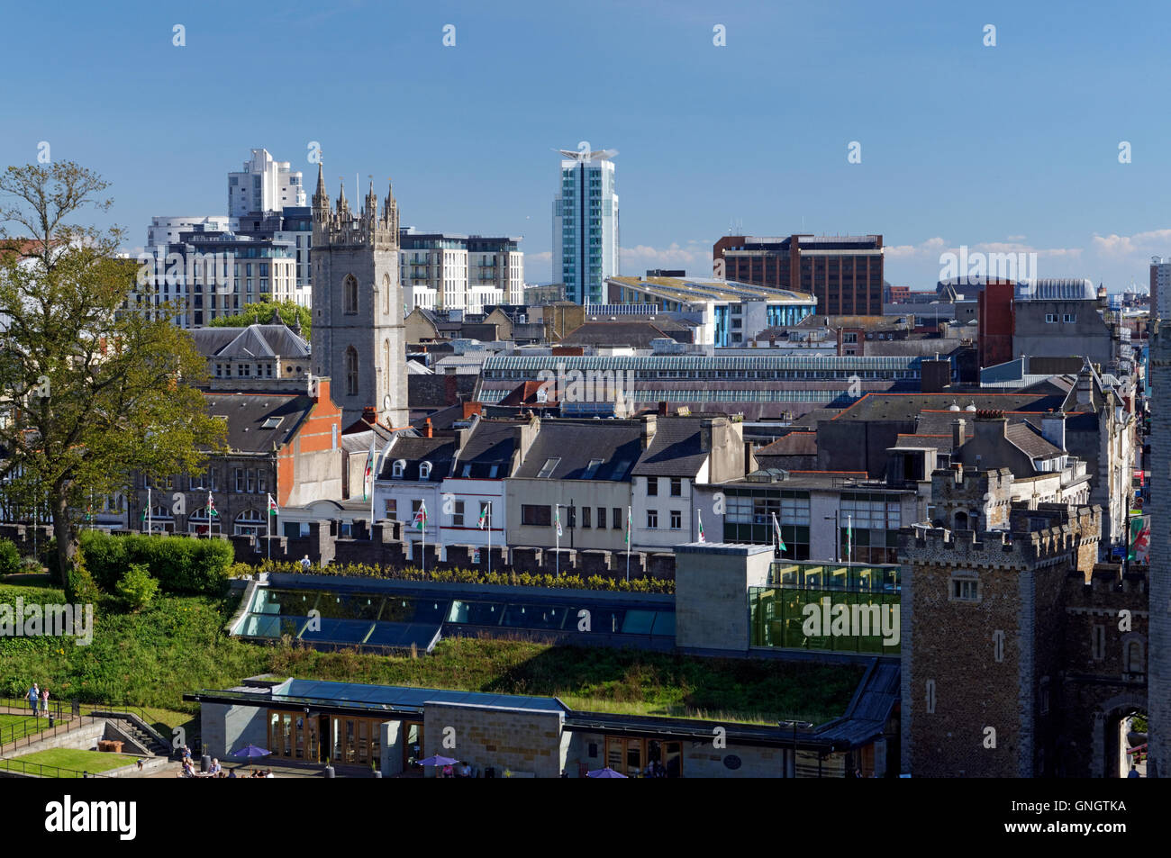 Cardiff city centre view hi-res stock photography and images