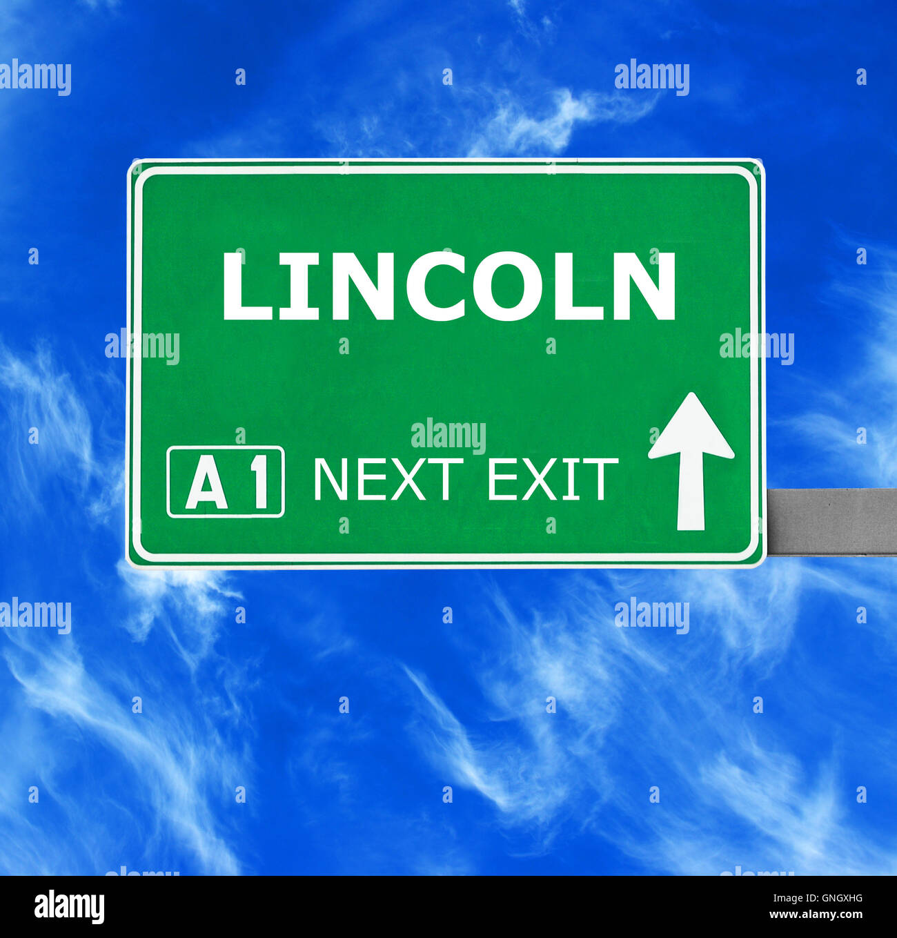 LINCOLN road sign against clear blue sky Stock Photo Alamy