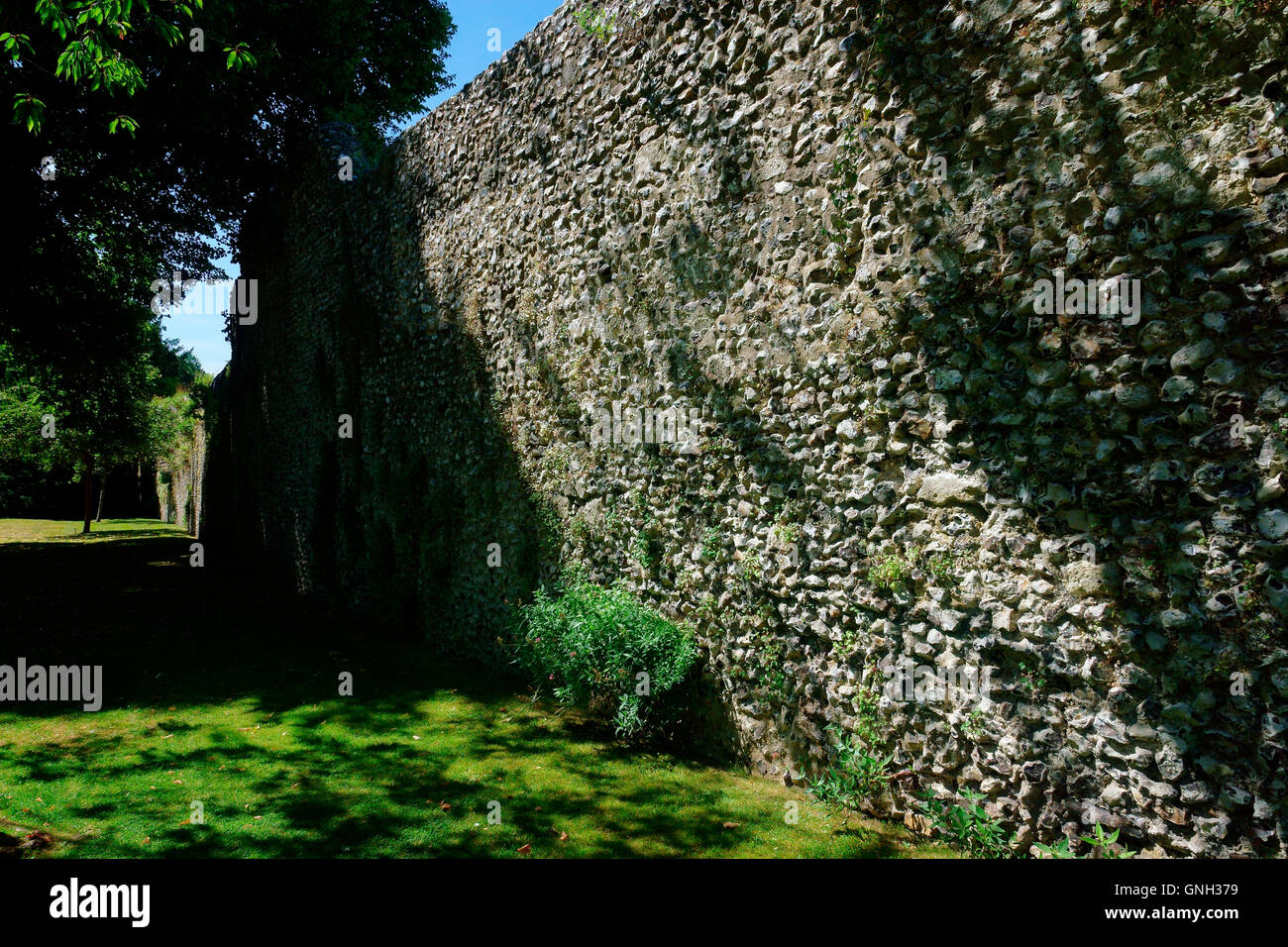WOLVESLEY CASTLE WALL BATTLEMENTS ON TOP Stock Photo
