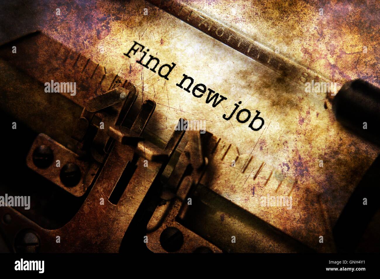 Find new job text on typewriter Stock Photo Alamy