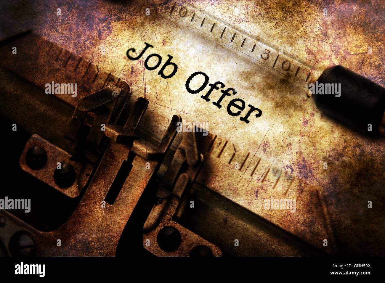 Job offer text on vintage typewriter Stock Photo Alamy