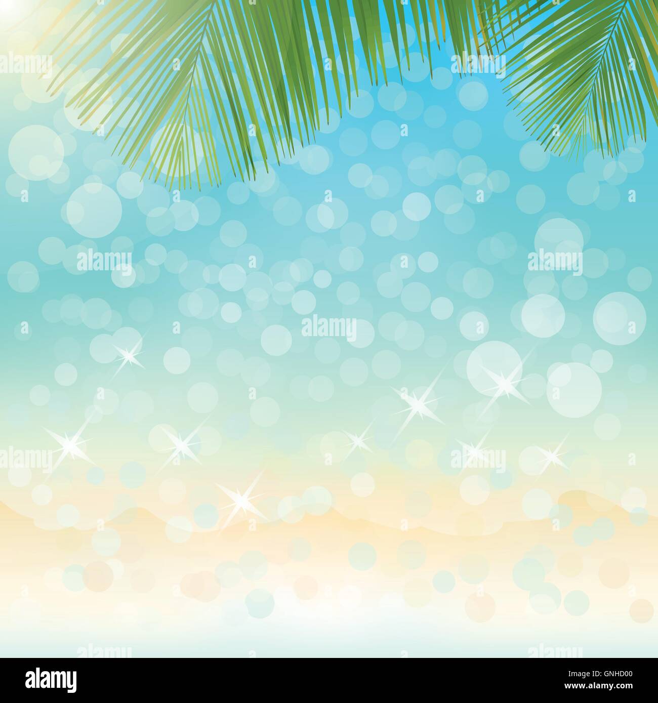 Blurred sparkling sea water summer background with bokeh vector illustration Stock Vector