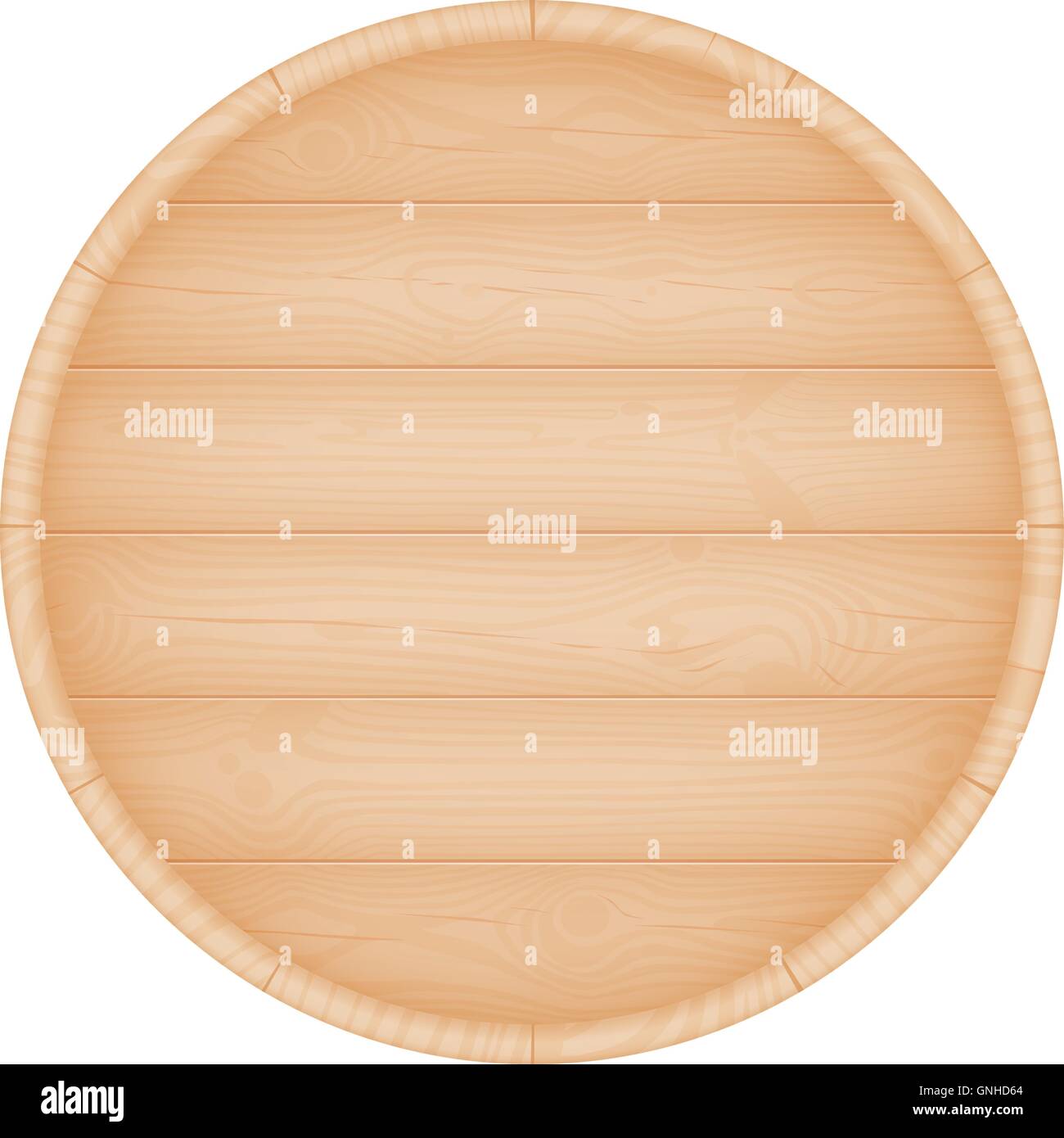 Natural textured wooden beer oak barrel bottom vector illustration Stock Vector