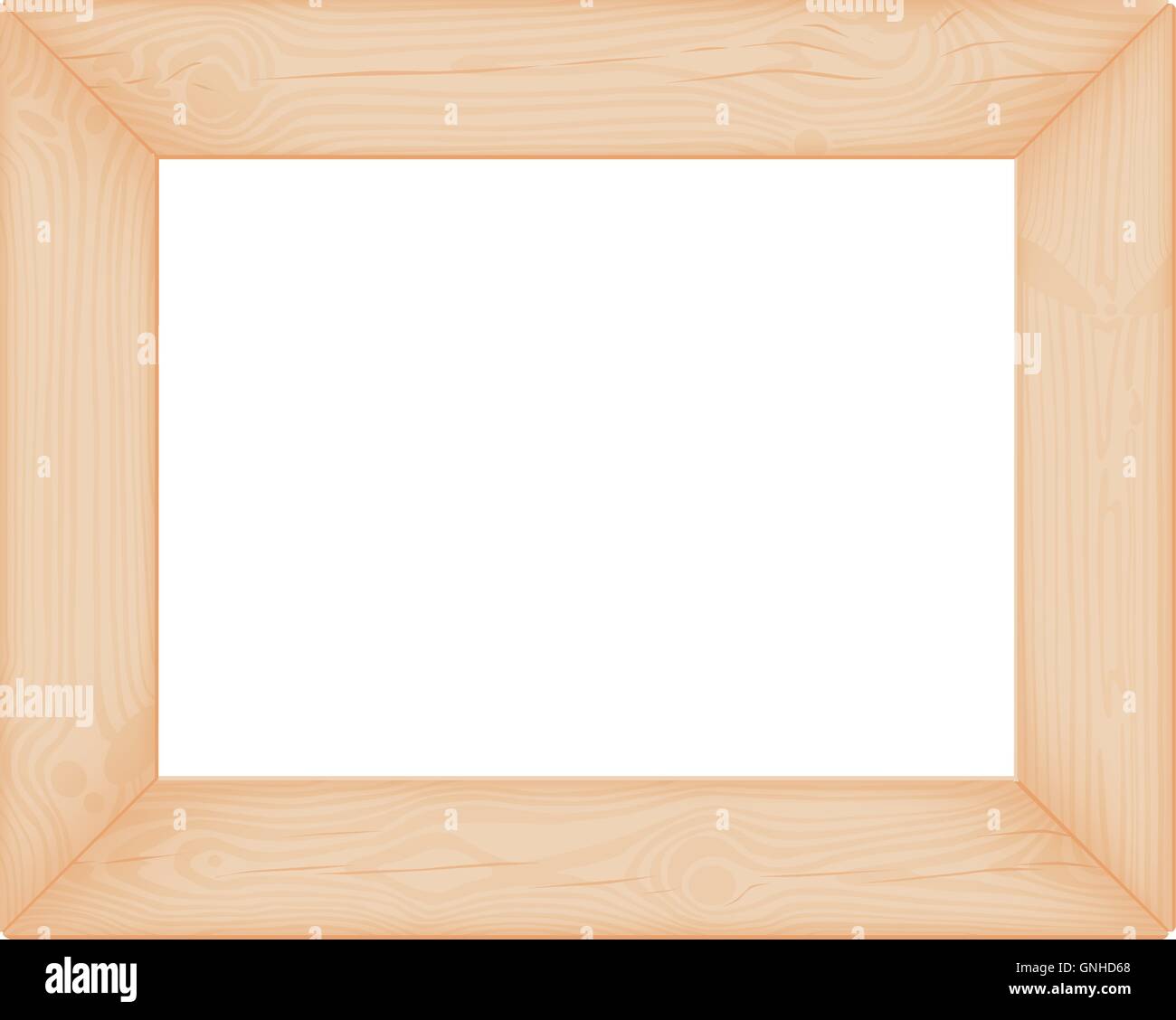 Natural textured wooden rectangular frame with knots and cracks vector illustration Stock Vector