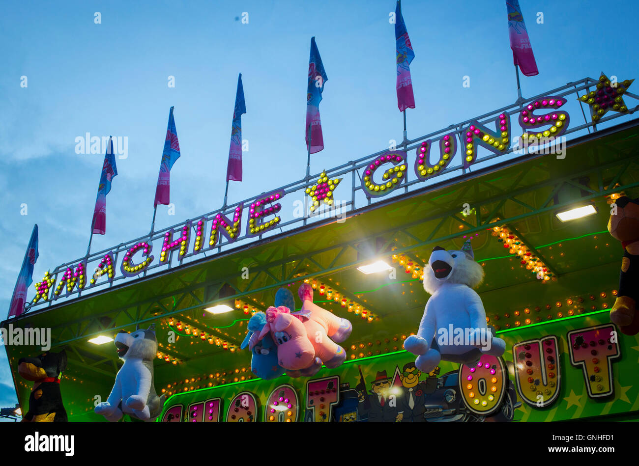 A shooting gallery called 'Machine Gun Fun' is seen at the Minnesota State Fair, August  27, 2016 Stock Photo