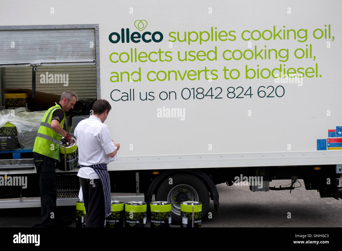 delivery of drums of rapeseed oil for restaurant kitchen by olleco van