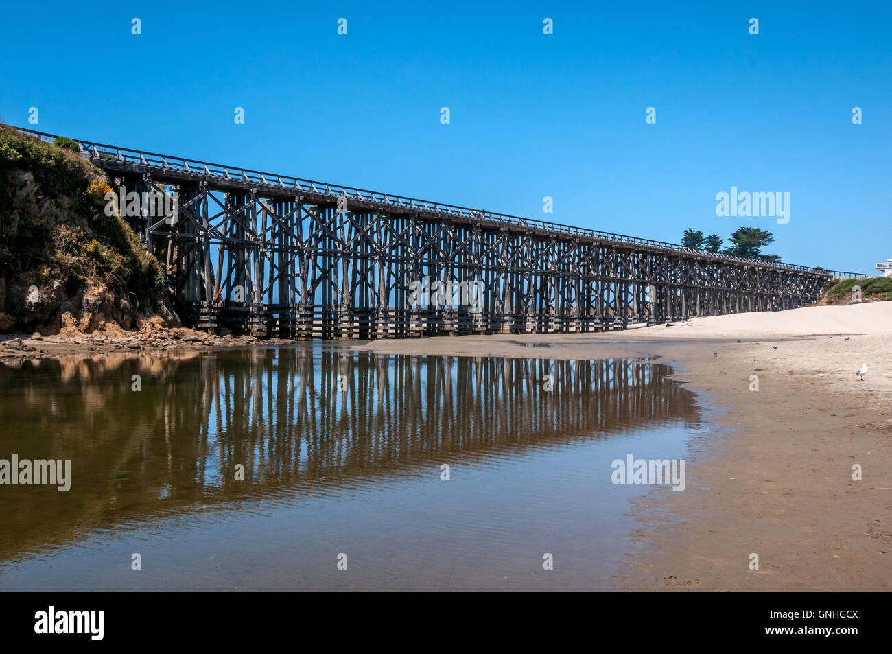 The Pudding Creek Trestle bridge in Fort Bragg California Stock Photo
