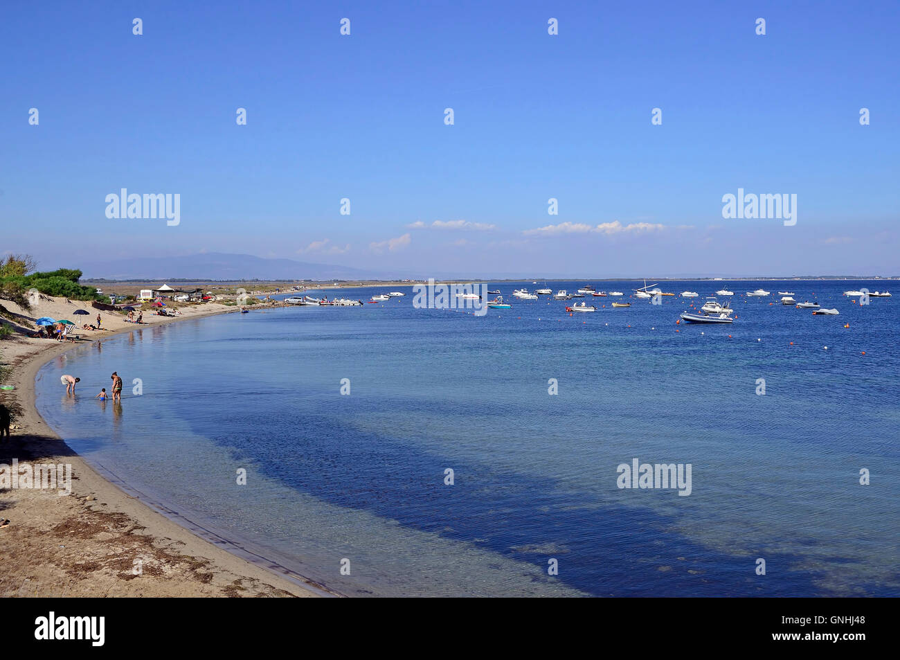 a beautiful view on the Mare Morto beach, San Giovanni in Sinis, Sardinia, Italy Stock Photo