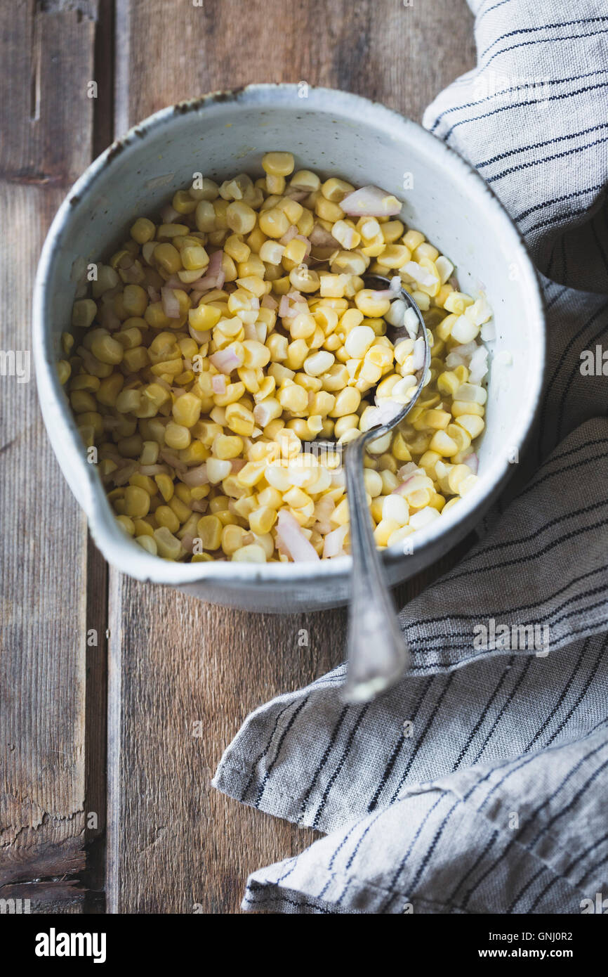 Sweetcorn in a bowl Stock Photo