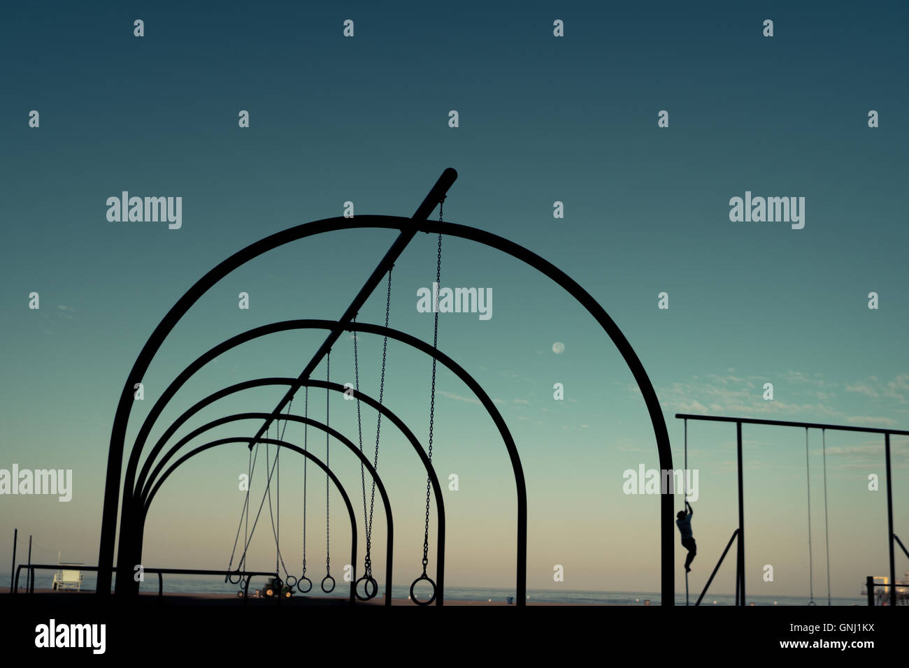 Muscle beach gym equipment, Santa Monica, California, United States