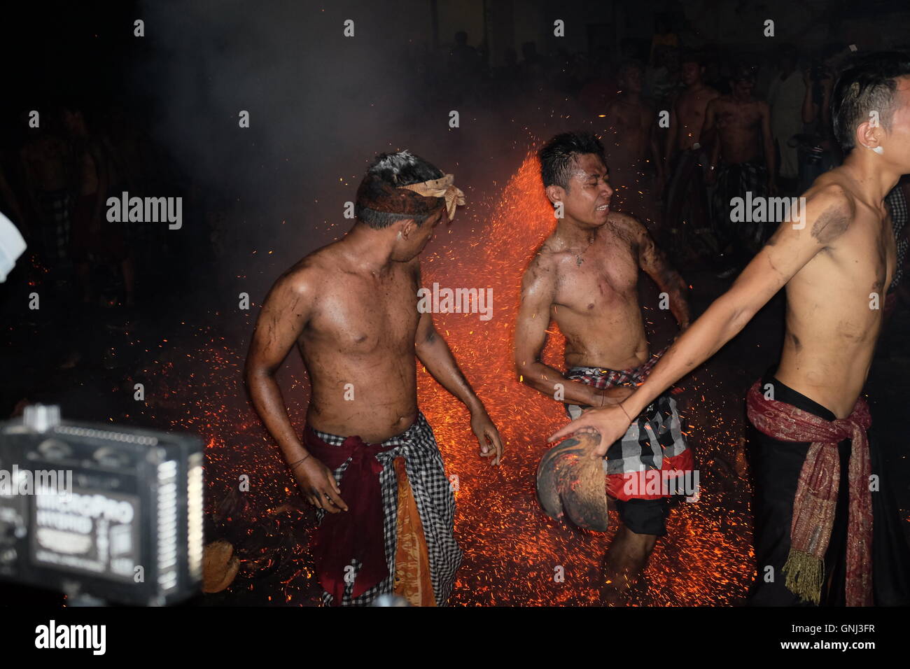 Fire Fighting in Ubud village Stock Photo