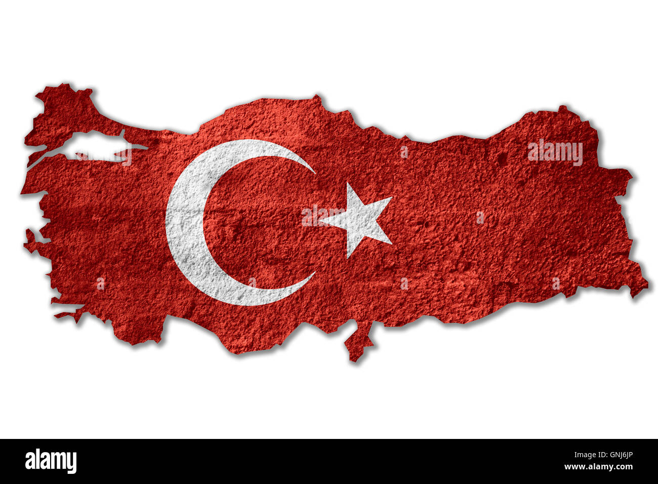 map of Turkey or Turkish border outline on rough texture Stock Photo