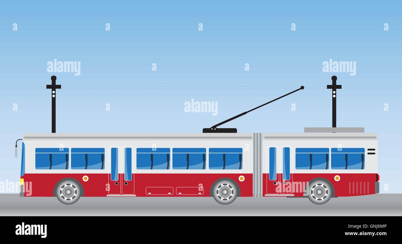 Electric bus and Trailer or Trolley bus Vector Illustration Stock ...