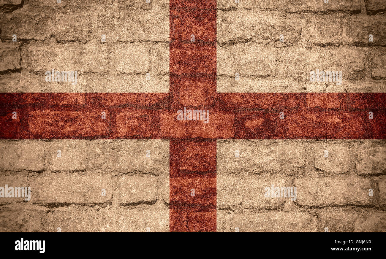 flag of England or English banner on brick texture Stock Photo