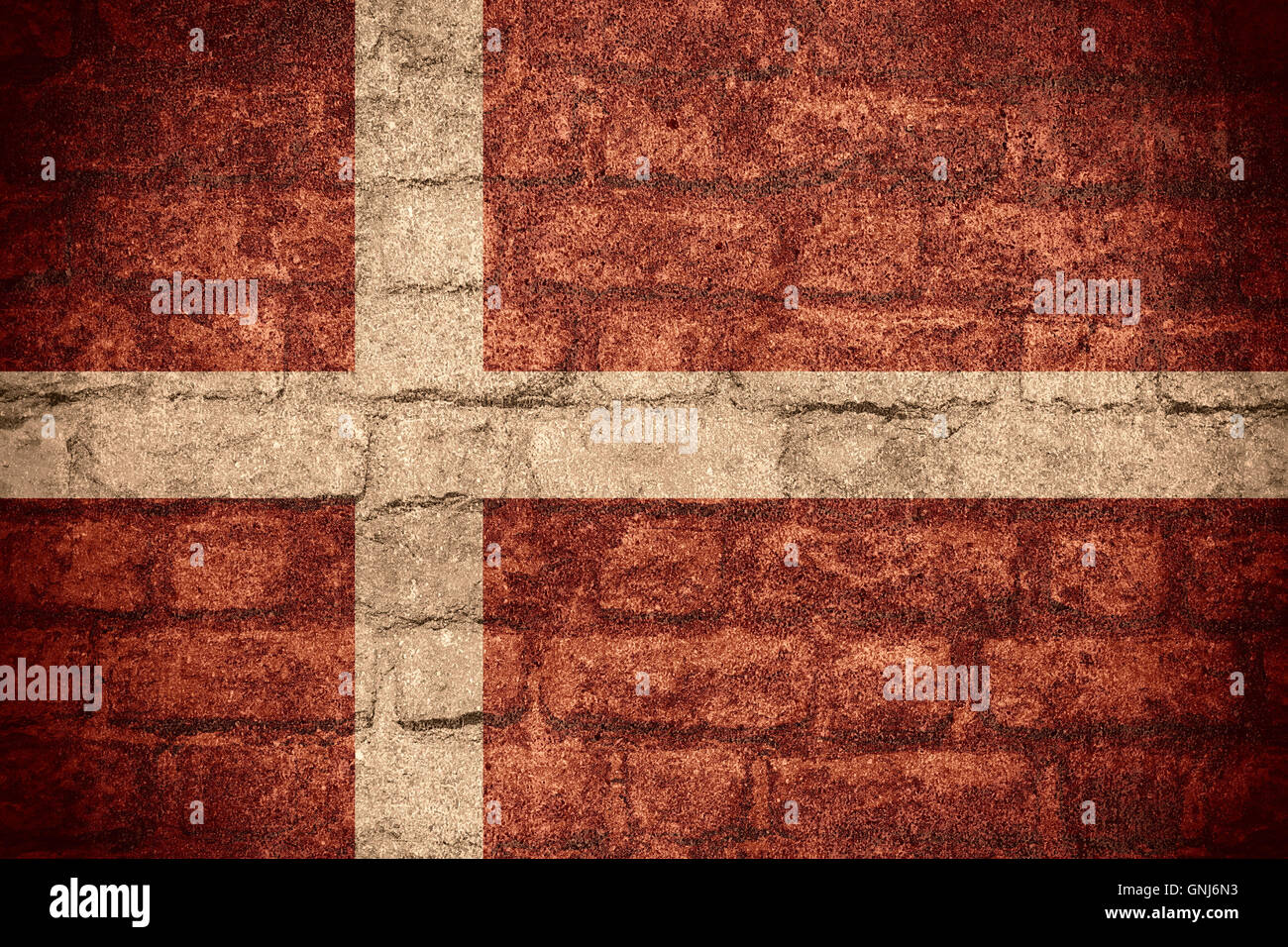 flag of Denmark or Danish banner on brick texture Stock Photo - Alamy