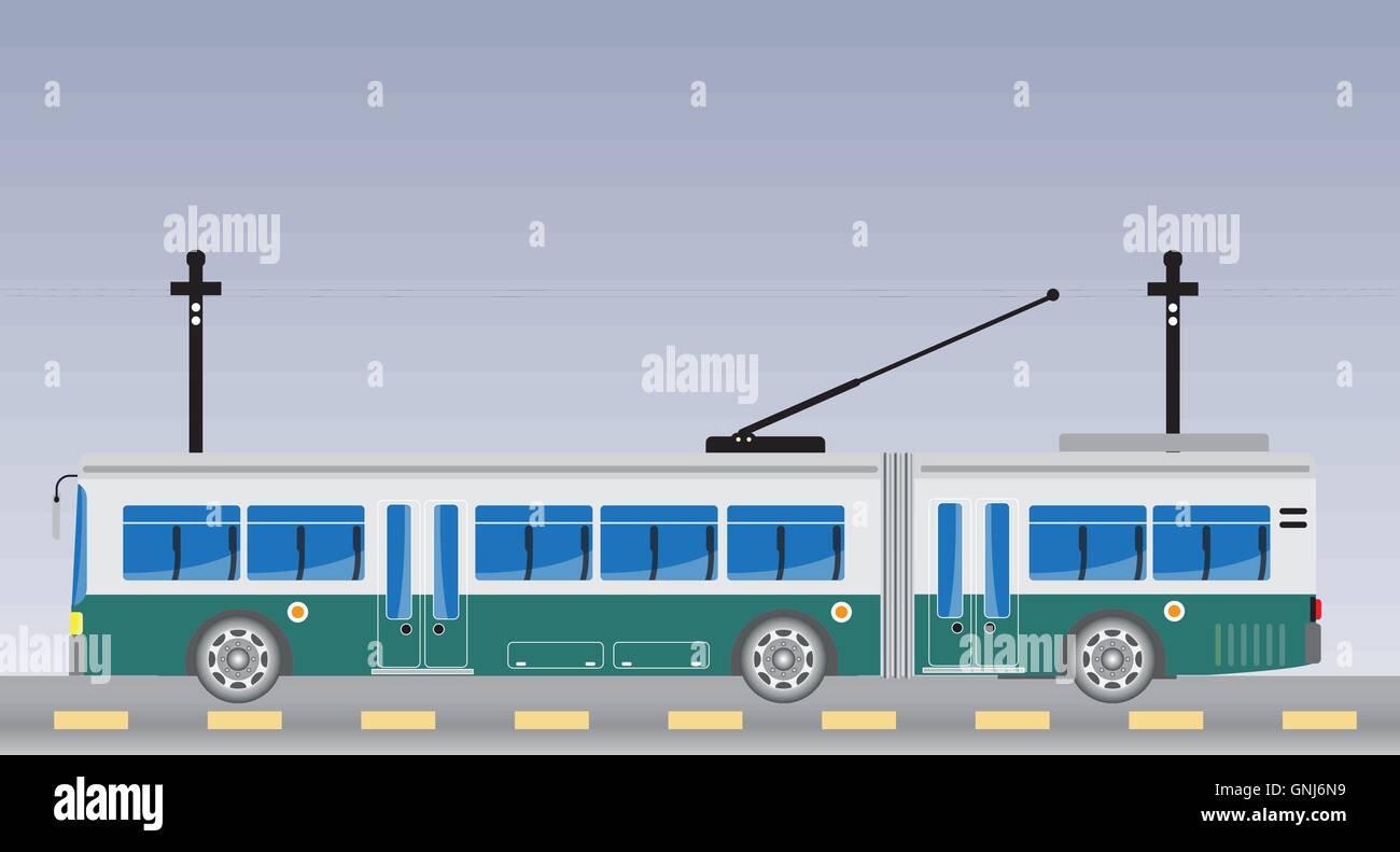 Electric bus and Trailer or Trolley bus Vector Illustration Stock ...