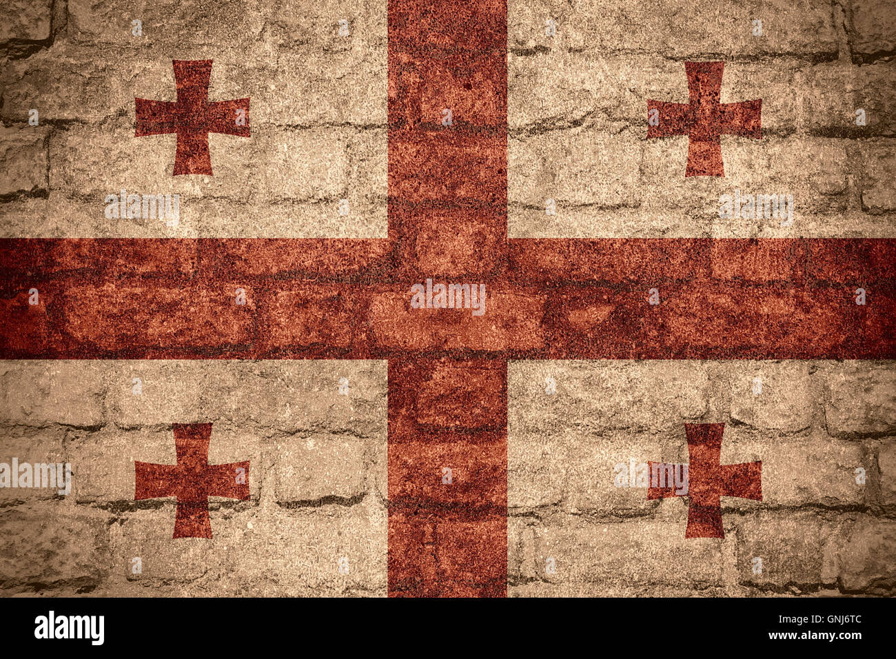 flag of Georgia or Georgian banner on brick texture Stock Photo - Alamy