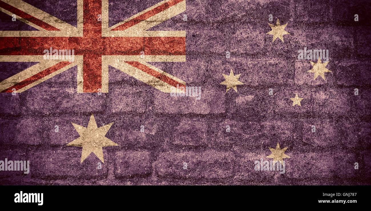flag of Australia or Australian banner on brick texture Stock Photo - Alamy