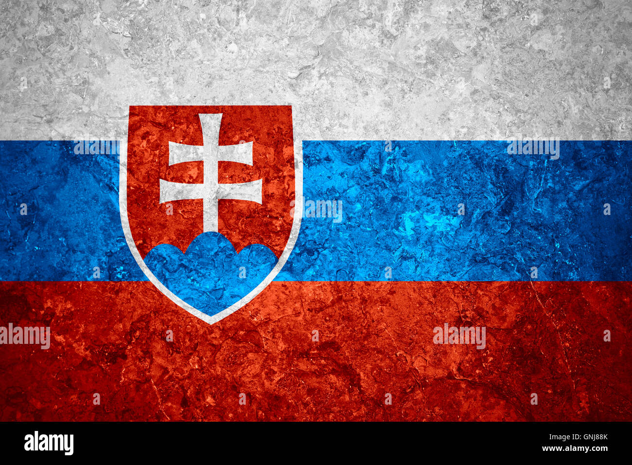 flag of Slovakia or Slovakian banner on vintage background Stock Photo