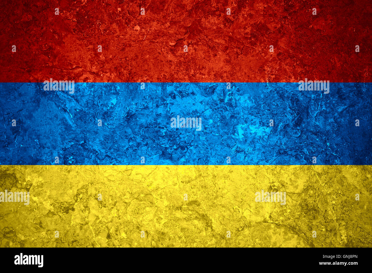 flag of Armenia or Armenian banner on vintage background Stock Photo