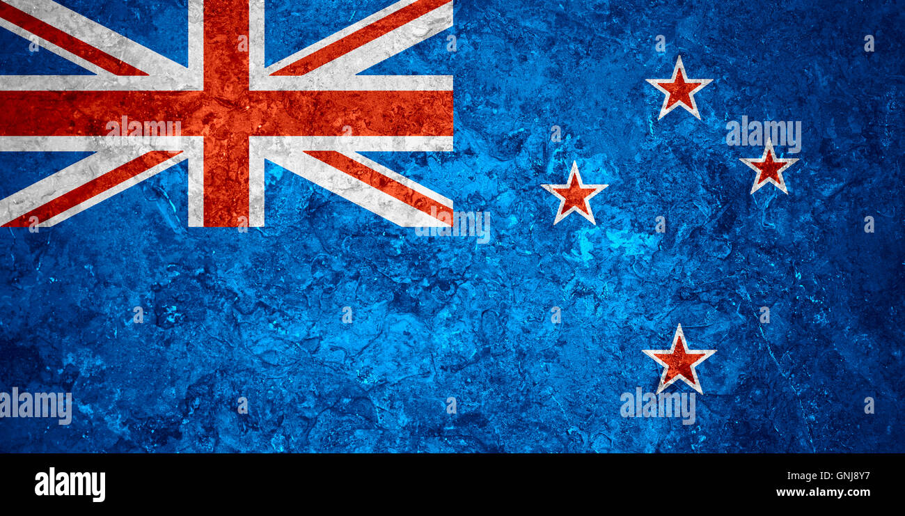 flag of New Zealand or New Zealander banner on vintage background Stock Photo