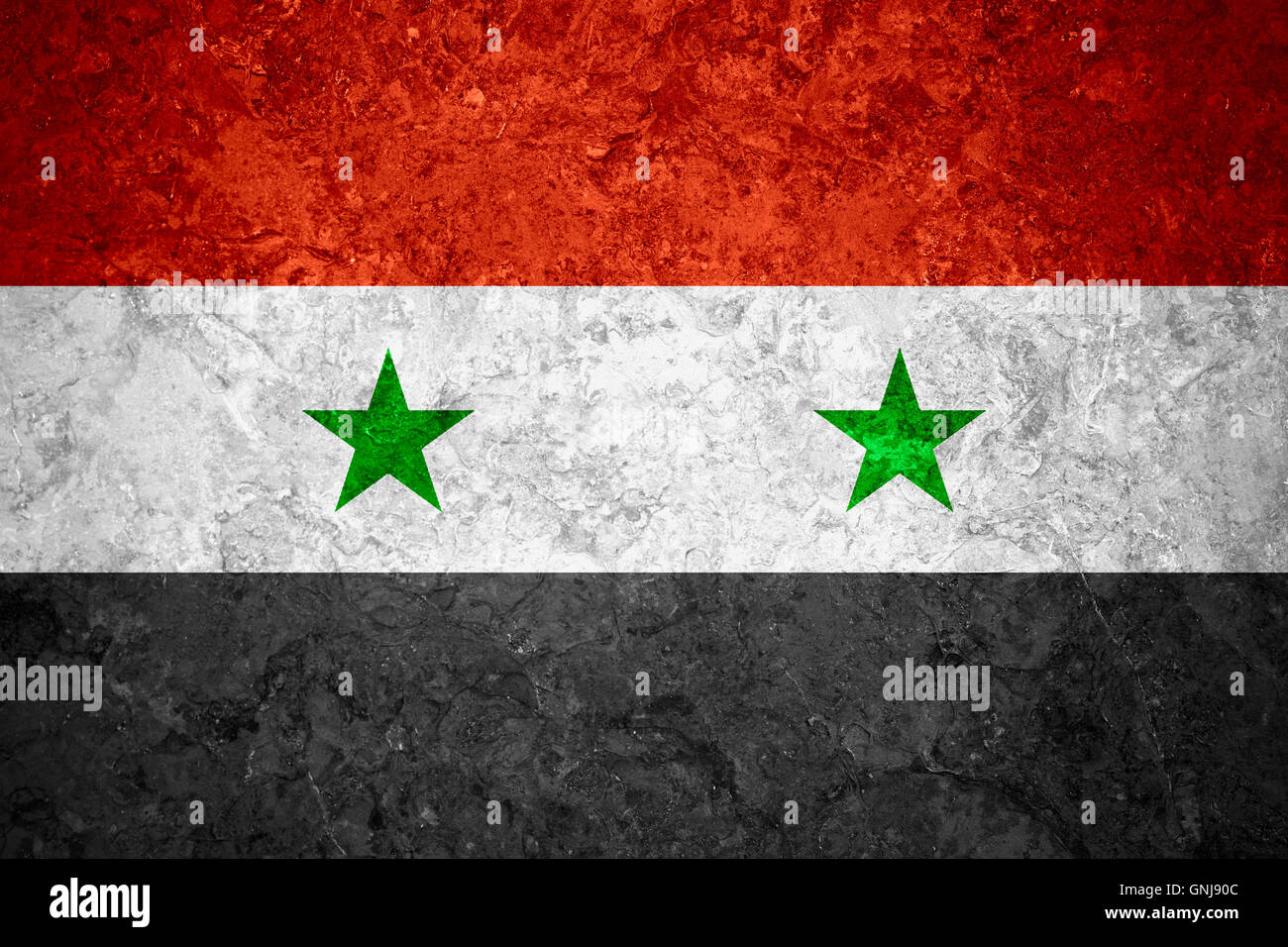 flag of Syria or Syrian banner on vintage background Stock Photo
