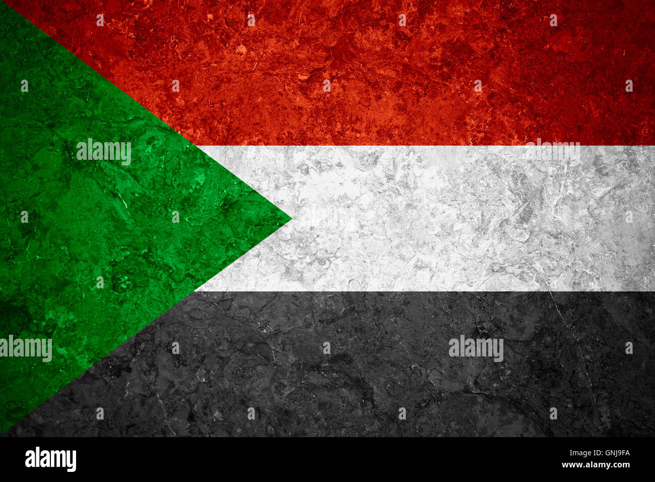 flag of Sudan or Sudanese banner on vintage background Stock Photo