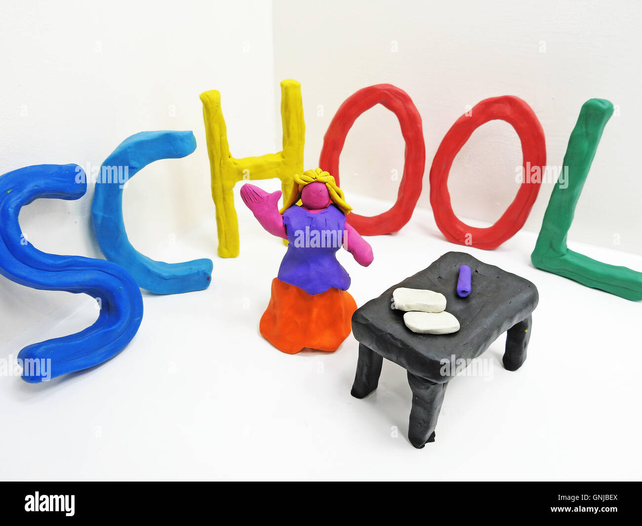 The word school made from plasticine Stock Photo Alamy