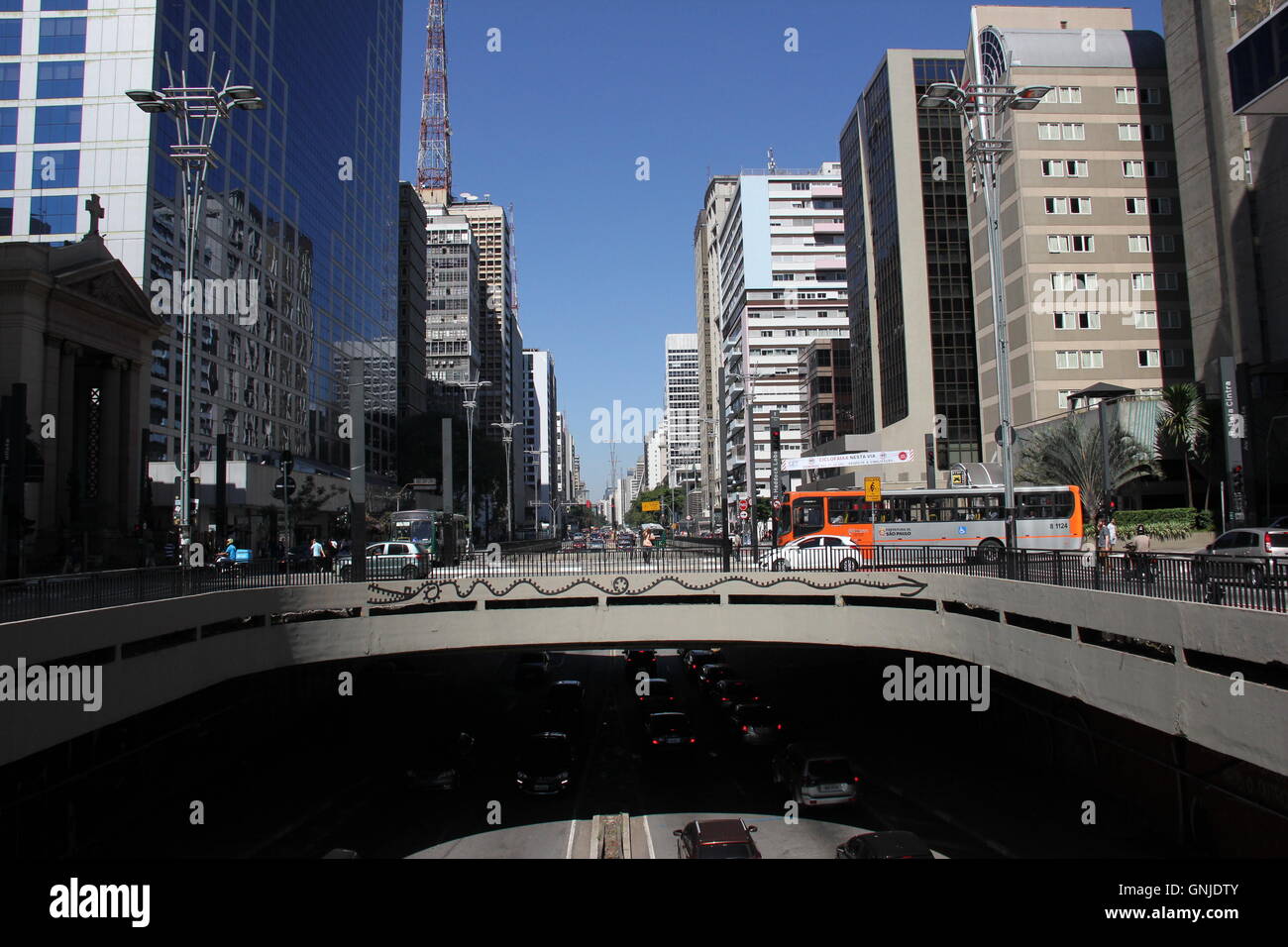 Avenida Paulista from Praça do Ciclista POV Stock Photo
