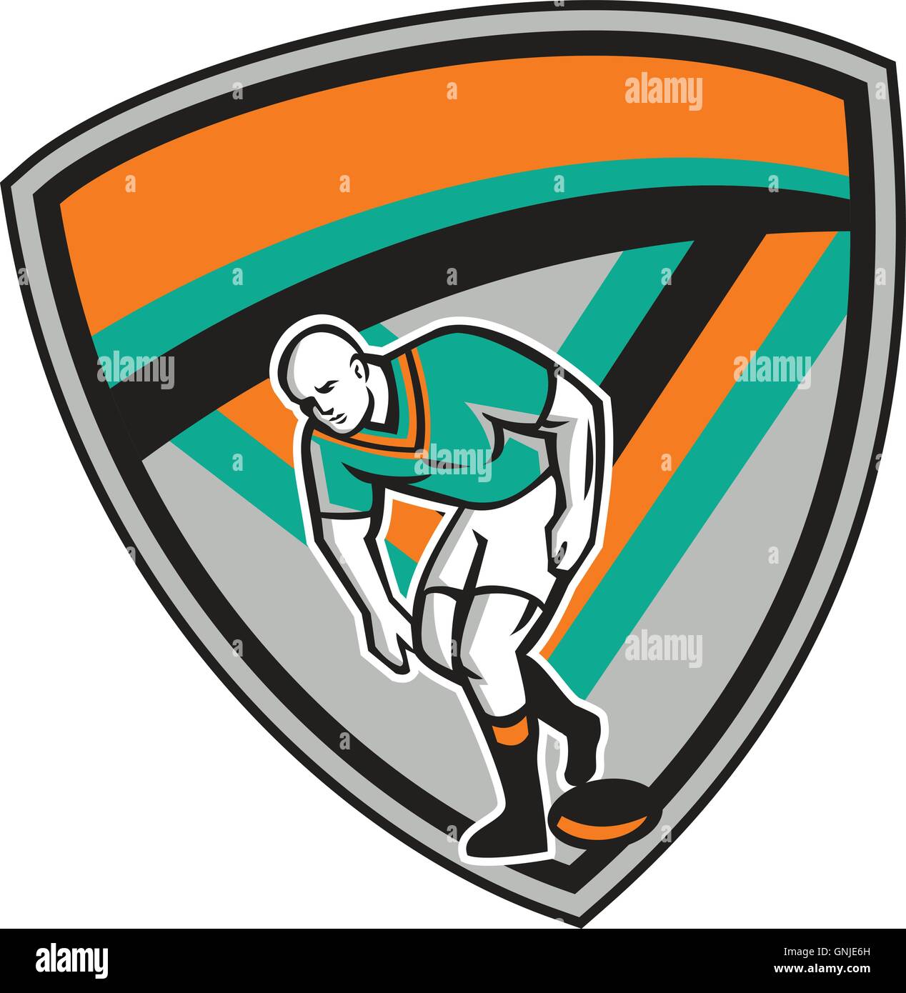 Rugby League Player Playing Ball Shield Retro Stock Vector Image & Art